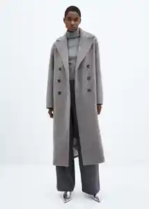 Abrigo Fluffy Gris Claro Vigore Talla XS Mujer Mango