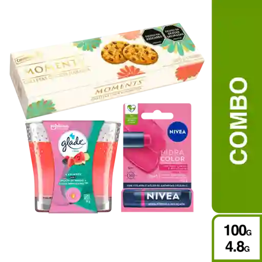 Combo Moments Galletas Choco Naranja+Hidratante Rosa+Vela Sandía