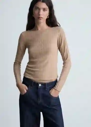 Camiseta Pointe Taupe Talla S Mujer Mango
