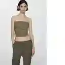 Pantalón Fluido Khaki Talla 24 Mujer Mango