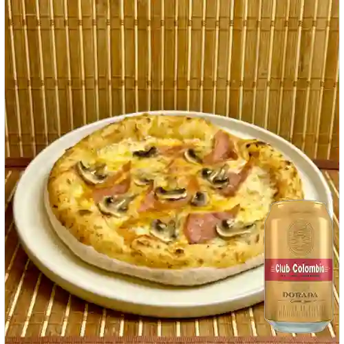 Combo Pizza Prosciutto E Funghi Small + Club Cola Dorada Lta 330ml
