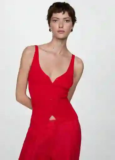 Top Lana Rojo Talla M Mujer Mango