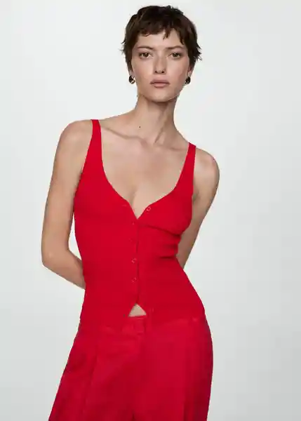 Top Lana Rojo Talla M Mujer Mango