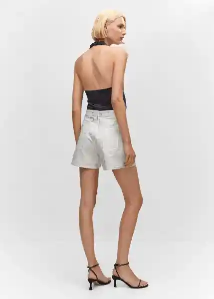 Short Foil Plata Talla 32 Mujer Mango