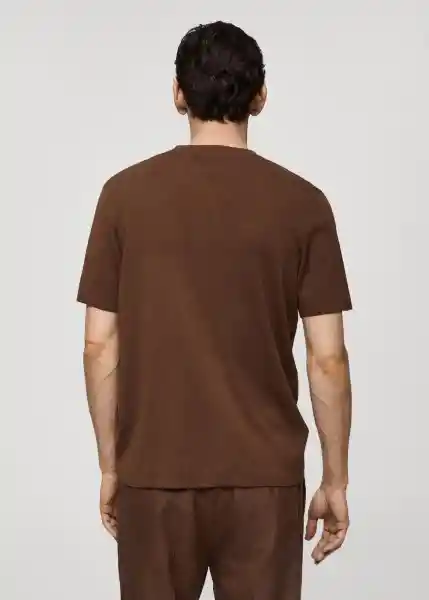 Camiseta Tricot Lino Chocolate Talla L Hombre Mango