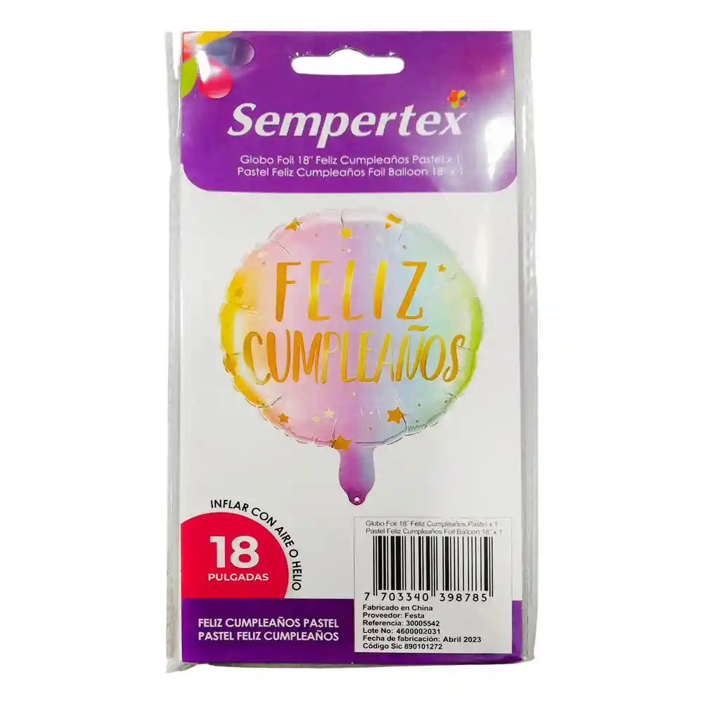 Globo Feliz Cumpleanos Pastel Mate Sempertex 7703340398785