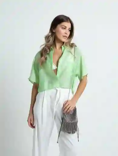 Camisa Moma Mujer Verde Braña Claro Talla M 412F369 Naf Naf