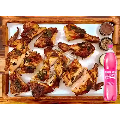 Pollo entero + postobón manzana 1 l