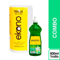 Combo Ekono Lavaloza Liquido + Toalla de Cocina Hojas