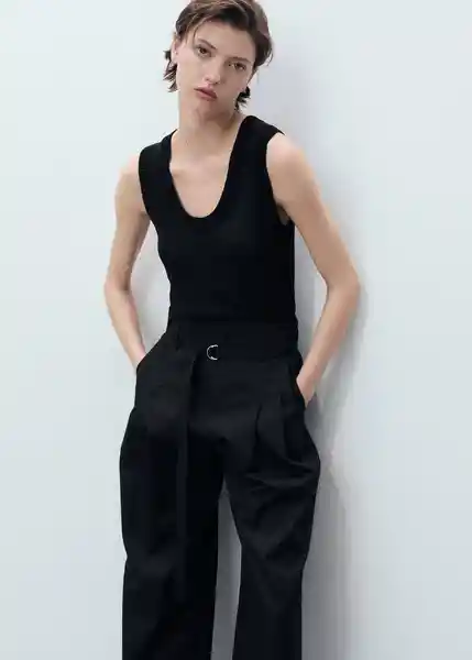 Pantalón Cubi Negro Talla 38 Mujer Mango