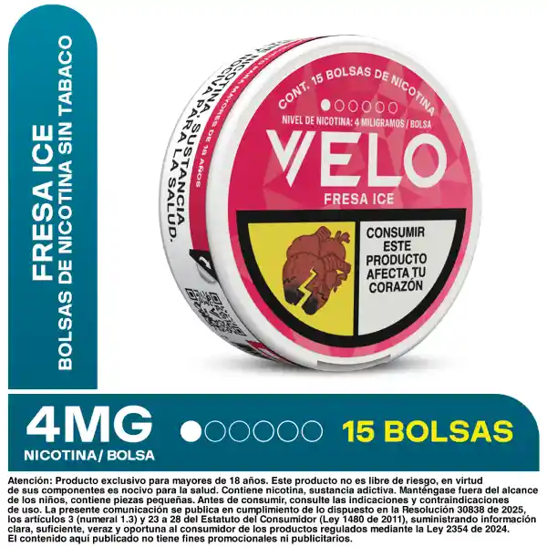 VELO Bolsas de Nicotina Fresa Ice 4MG