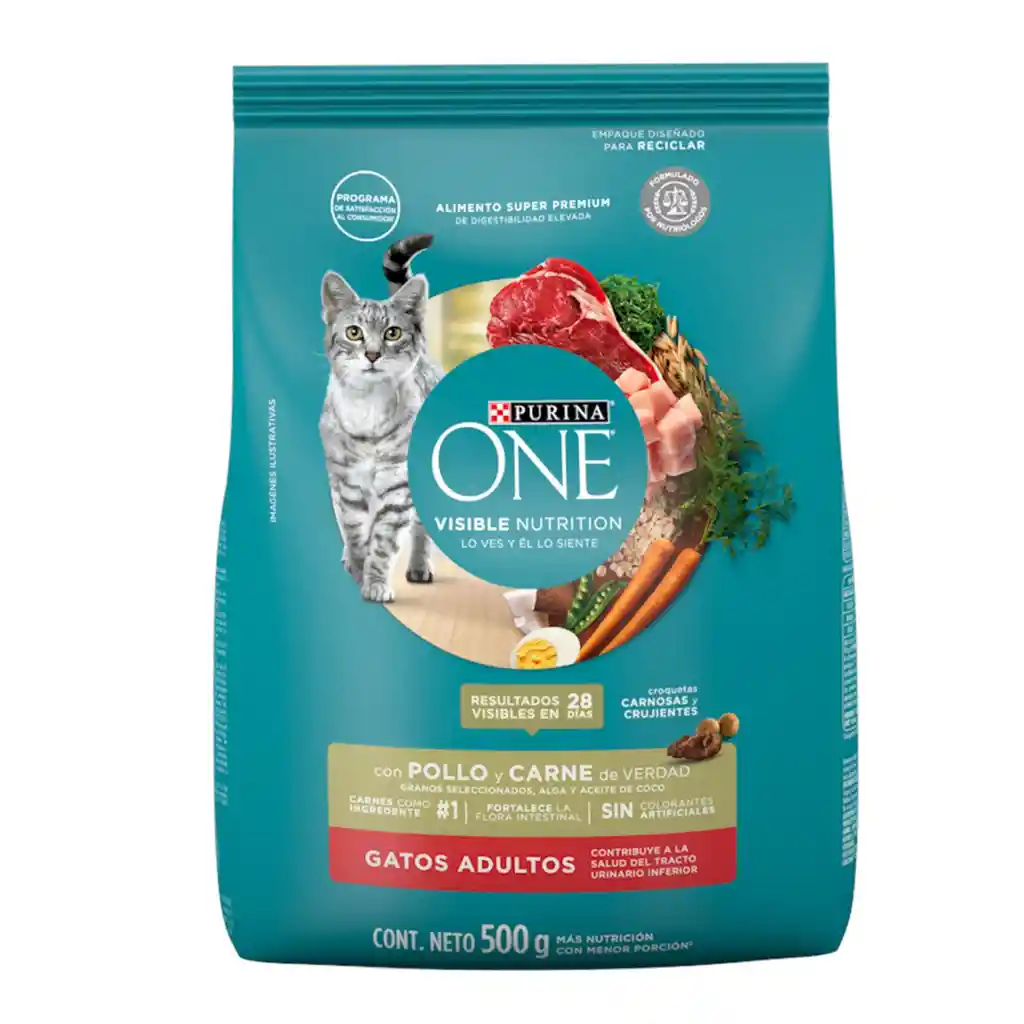 Comida para Gato Pollo y Carne Purina One x 500gr
