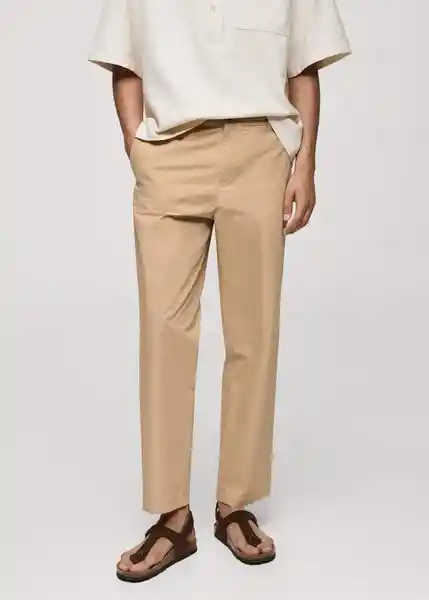 Pantalón Gino Beige Talla 40 Hombre Mango