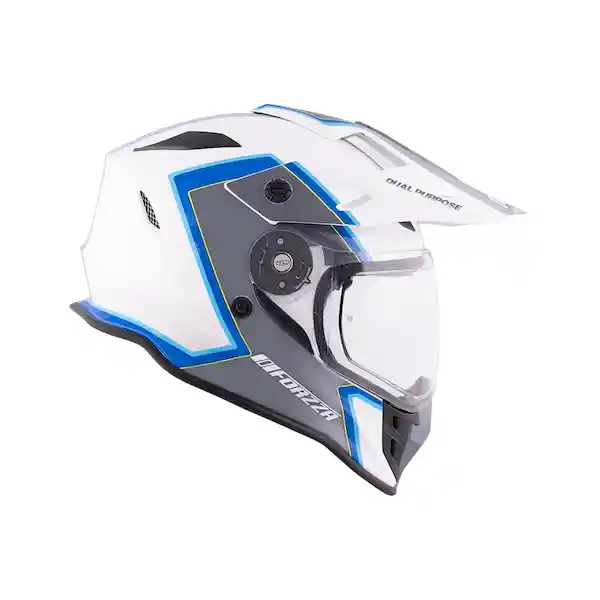 Forzza Casco Doble Propósito Gris Blanco Azul ZZ120 Talla M