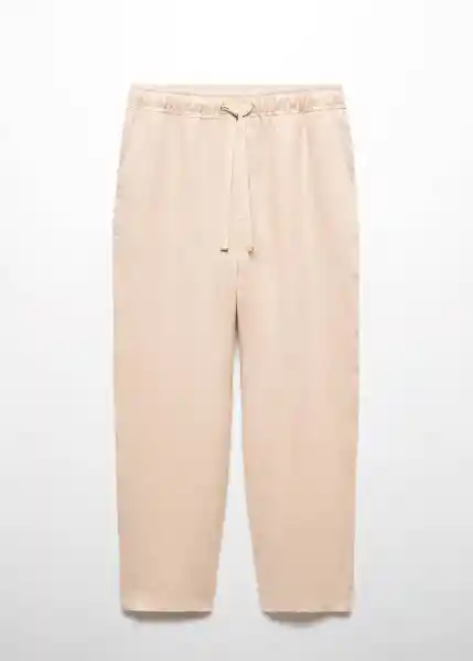 Pantalón Linen Piedra Talla M Mujer Mango