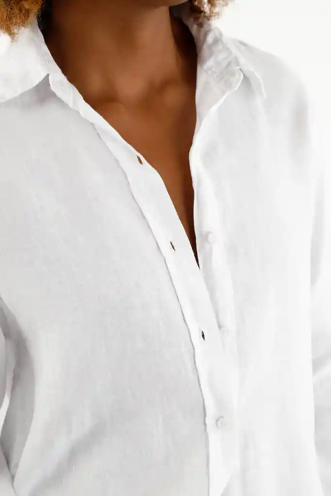 Camisa Manga Larga Blanca Para Mujer