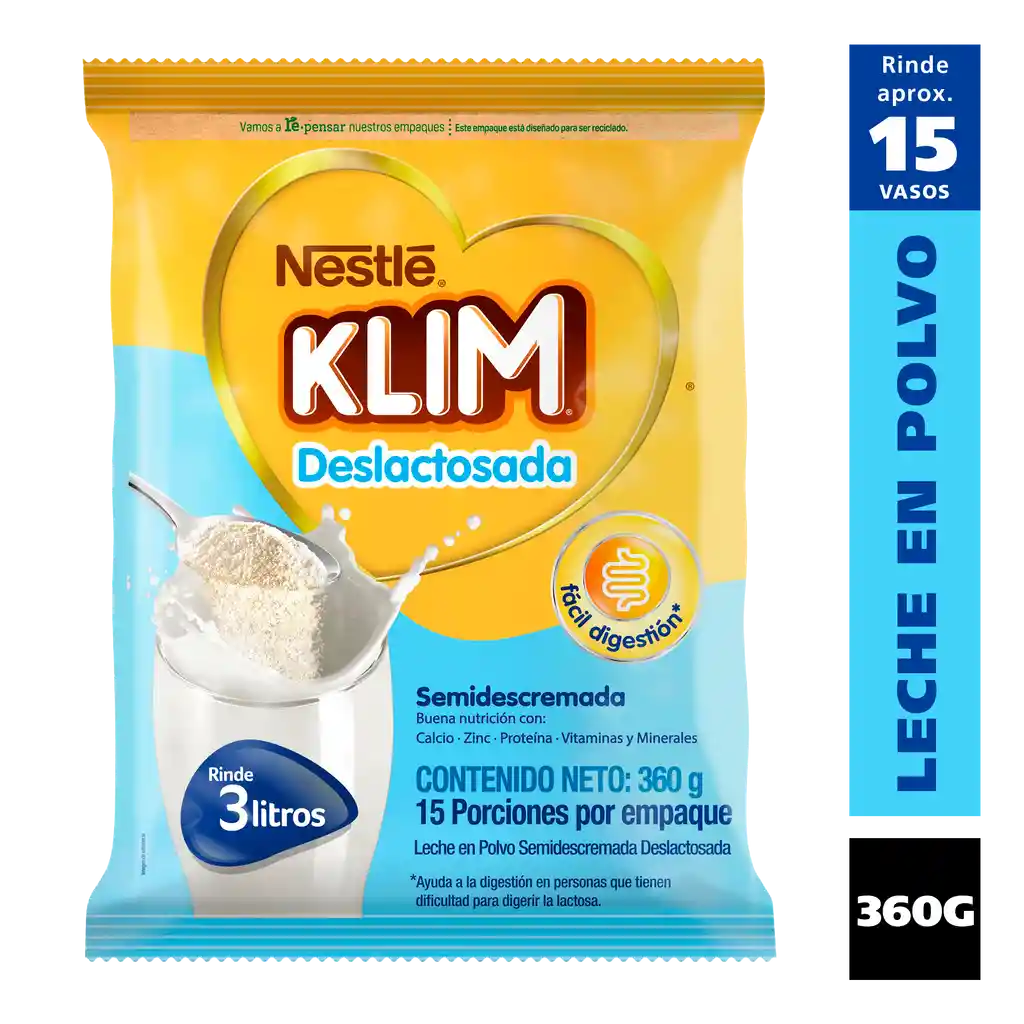 Leche en polvo KLIM Deslactosada x 360g