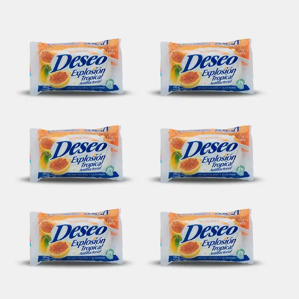 6 Unidades de Jabón Deseo® Explosión Tropical Antibacterial