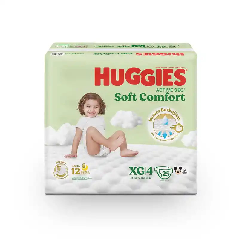 Pañal Huggies Active Sec Etapa 4/XG Comodida Absorción 25 Und