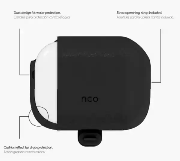 Nco Case Silicone Guard Para Airpods Pro 2da Generación Negro