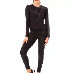 Pantalon Largo Poliamida/elastano Mujer Negro Fondo Estampado 65938 Talla S