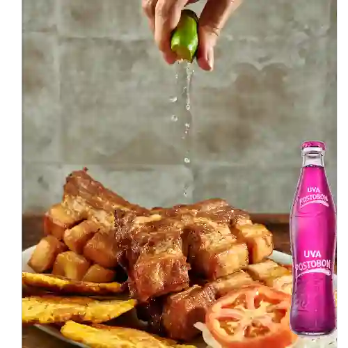 Combo Costilla de Cerdo + Uva Postobon 350 ml
