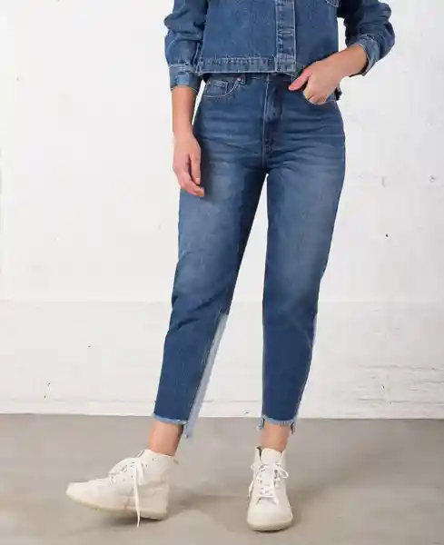 jean mezcla de lavados parches azul indigo medio talla 4 mujer Naf-Naf