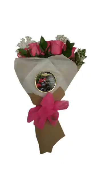 Flores Bouquet De Rosas Rosadas X12 Y Dulces Simpkins. Frescas Ramo