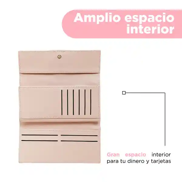 Billetera Para Mujer Larga Diseño de Hebilla Rosa Miniso