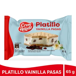 Crem Helado Platillo Sabor a Vainilla con Pasas