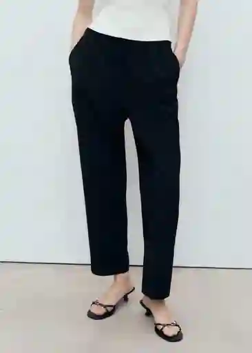 Pantalón Fluido Negro Talla S Mujer Mango