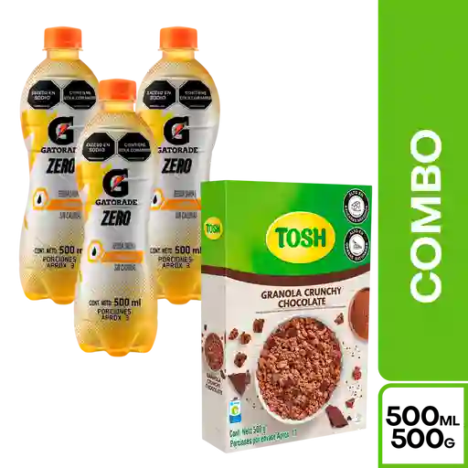 Combo Gatorade Naranja Sin Azúcar + Tosh Cereal Granola Crunchy