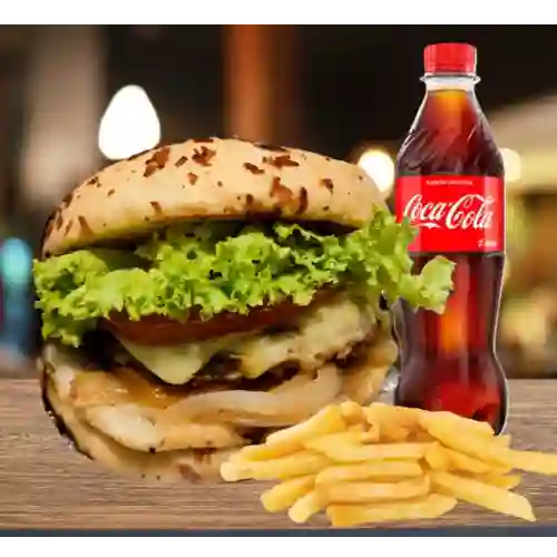 Hamburguesa Desparchada + Papa + Gaseosa Pet 400
