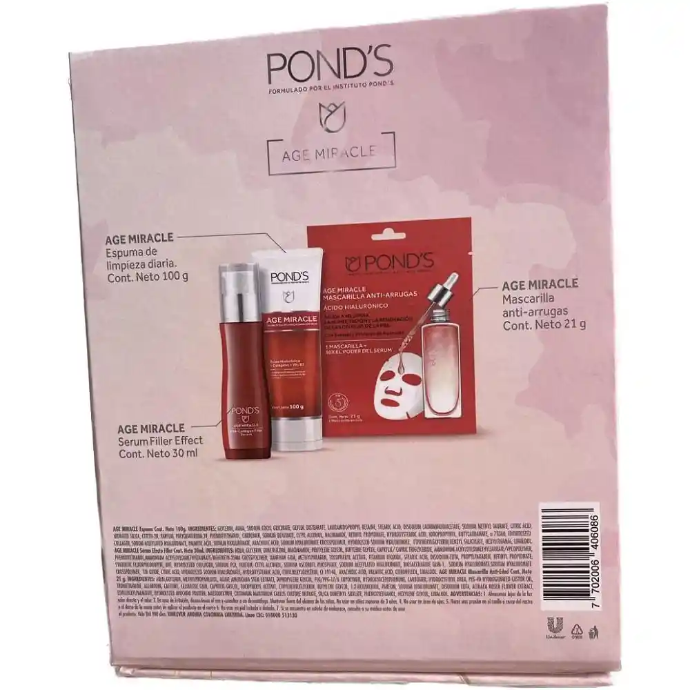   Pond´s  Kit Estuche Age Miracle Espuma Facial + Serum De Ojos + Mascarilla Antiarrugas 