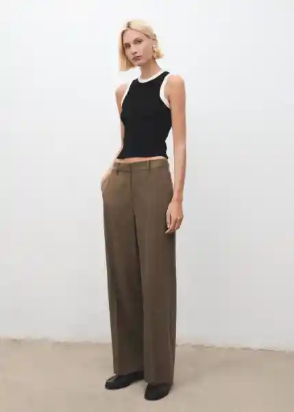 Top Fine Negro Talla XS Mujer Mango