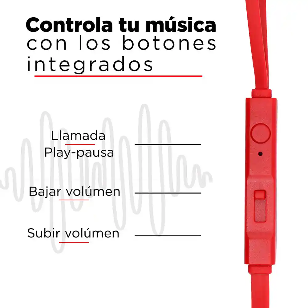 Miniso Audífonos de Cable Metálicos Con Estuche Rojo 1.2 m