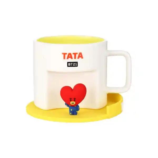 Bt21 Taza Cerámica Con Portavasos Tata Colección 450 mL