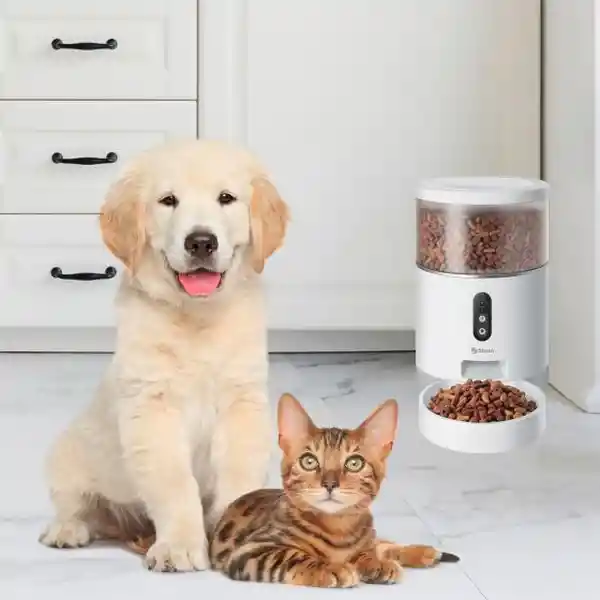 Steren Dispensador Wi-Fi Para Mascotas Con Cámara Fhd y Grabador de Voz