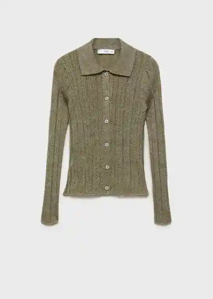 Abrigo Cardigan Cotillón Verde Talla S Mujer Mango