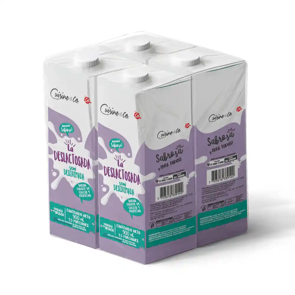 Leche Cuisine&co Deslactosada Tetrapack 4 Und