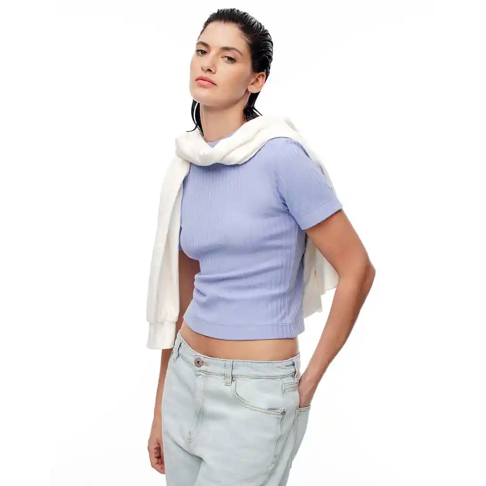 Camiseta Manga Corta Cuello Redondo en Algodón Femenino Aizob Gef Talla M