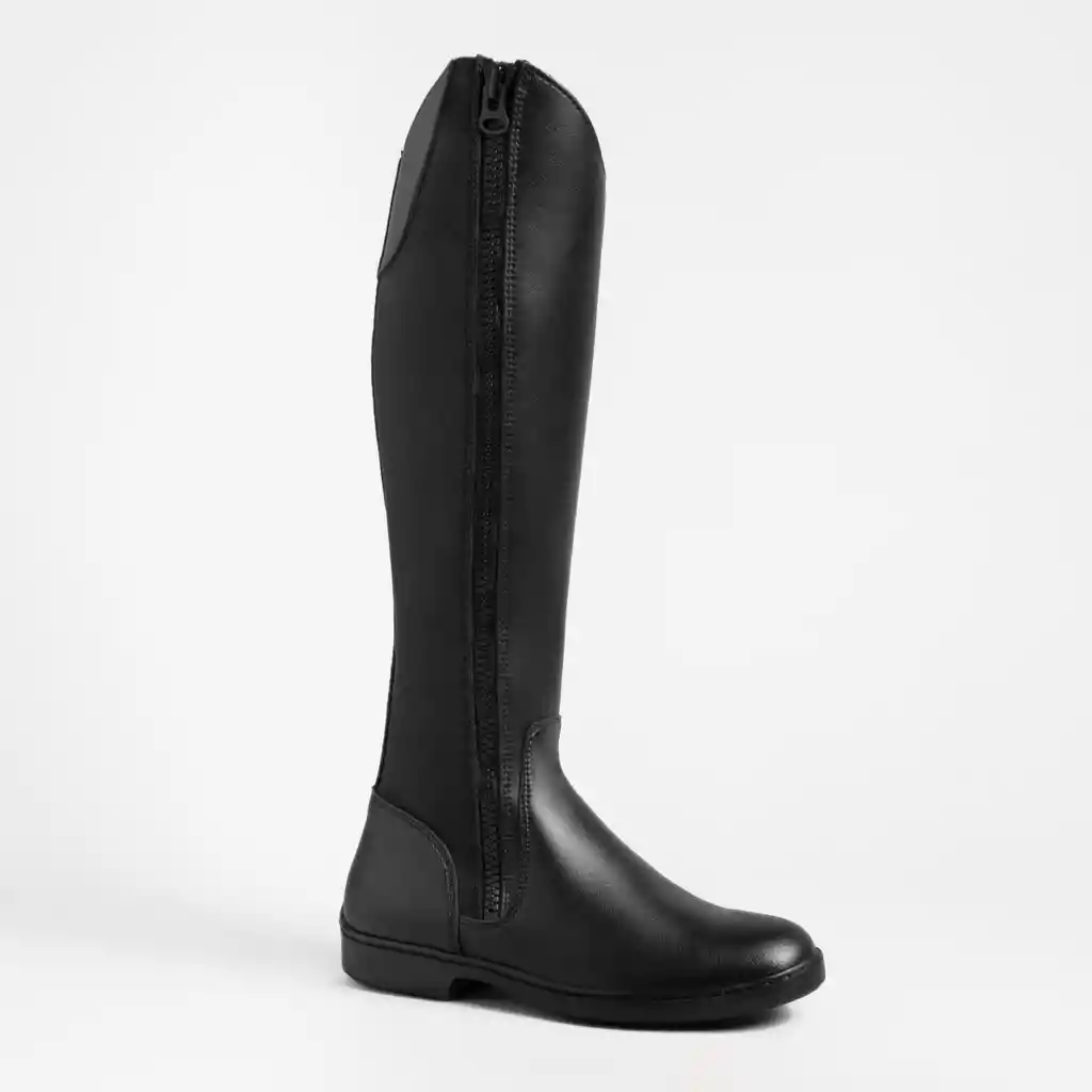 Botas de Equitación Cuero Sintético Para Adulto - Fouganza 500 Negro