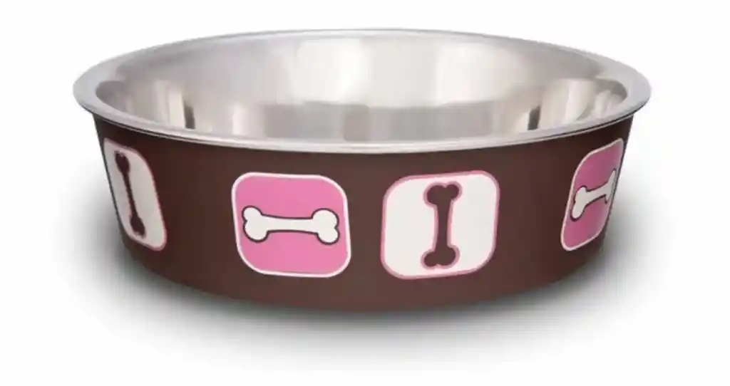 Loving Pets Plato Acero Inoxidable Perro Bella Café Rosa S