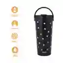 Vaso Acero Asa Dots Negro 500 mL Miniso
