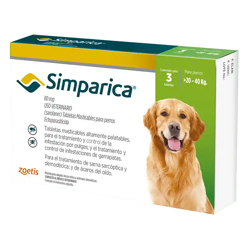 Simparica Anti Pulgas para Perro >20 - 40 Kg