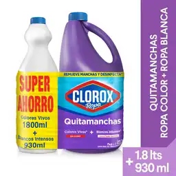 Quitamanchas Clorox Colores Vivos 1.8 lt + Quitamanchas Clorox Blancos Intensos 930 ml