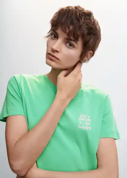 Camiseta Psgrue Verde Talla S Mujer Mango