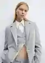 Blazer Americana Rayita Gris Medio Vigoré Talla L Mujer Mango