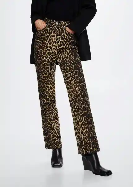 Jeans Leopard Marron Talla 44 Mujer Mango