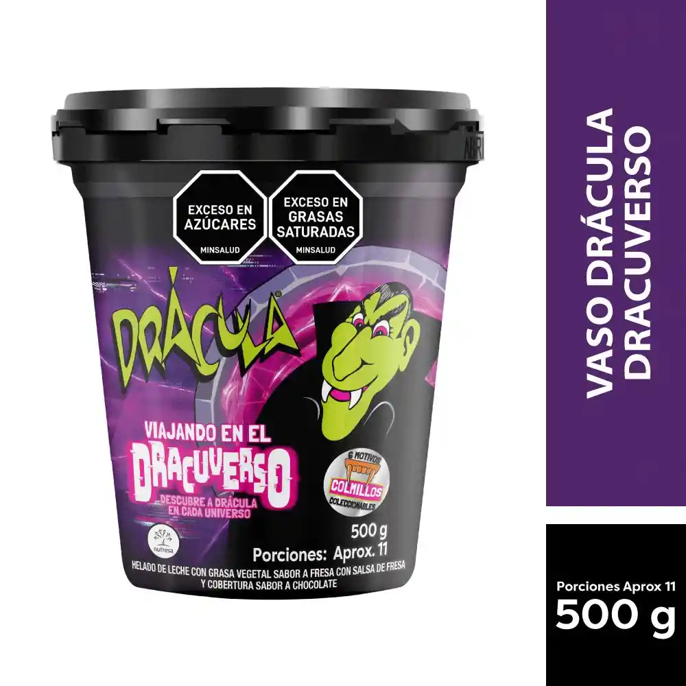 Vaso Dracula 2024 Crem Helado Helado Fresa Con Salsa Fresa (500 Gr)